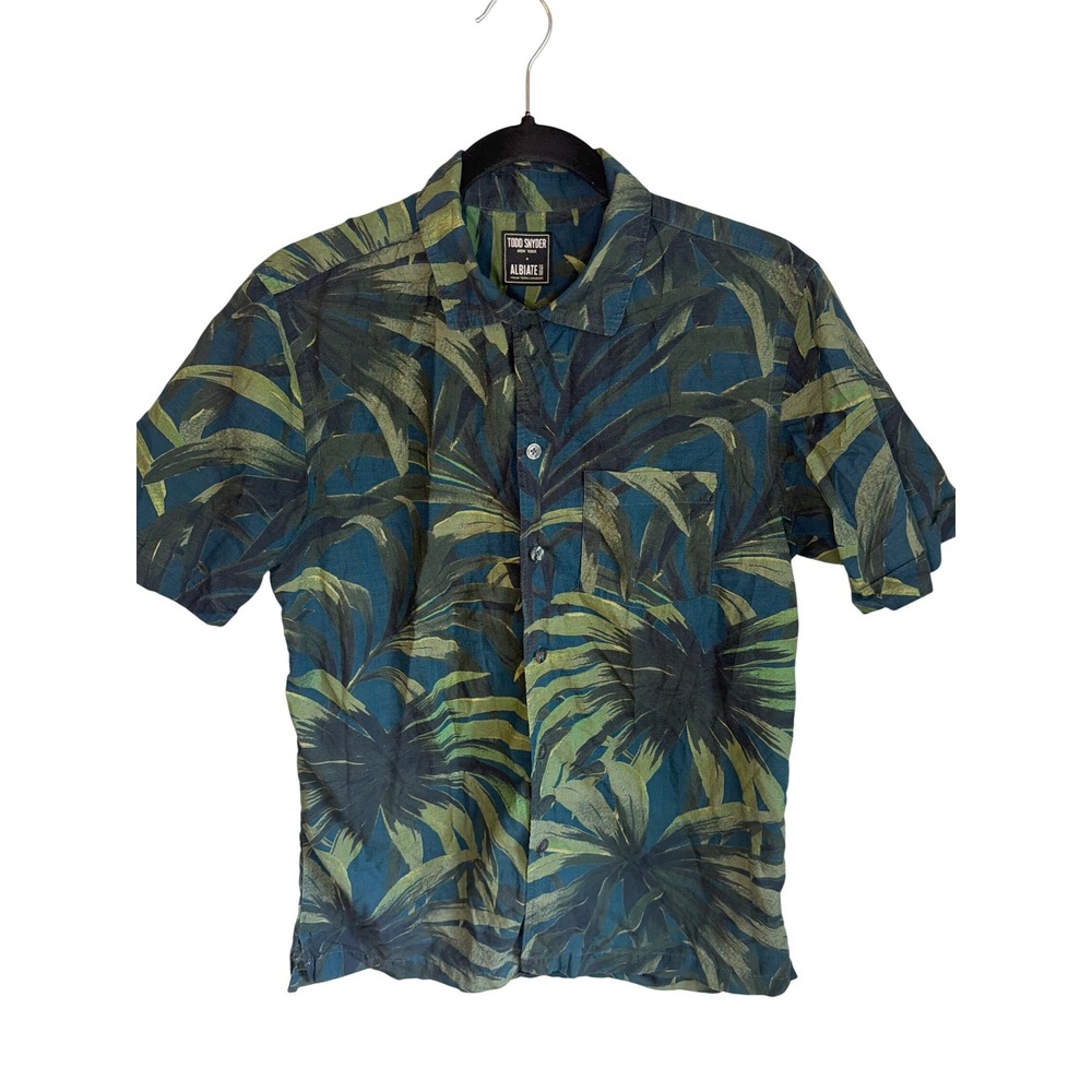 Todd Snyder Albiate 1830 Mens Small Tropical Palm Print Short Sleeve Button Down